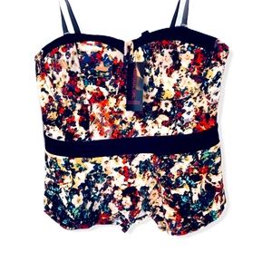 Material Girl Juniors Abstract Floral Top Retro Deadstock NWT NEW